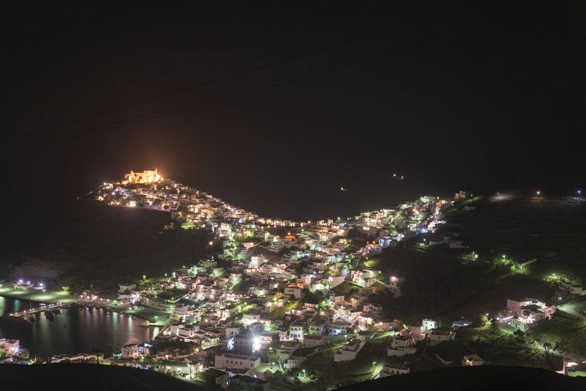 chora at night astypalea