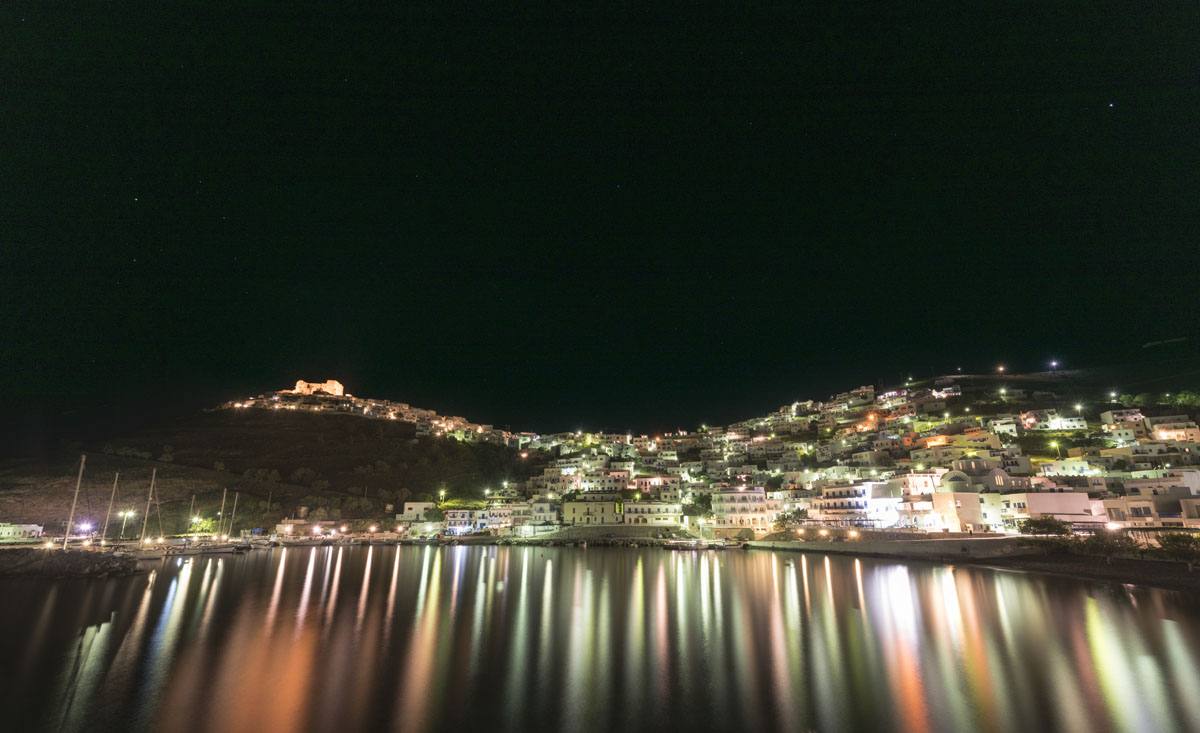 Astypalea chora night lights